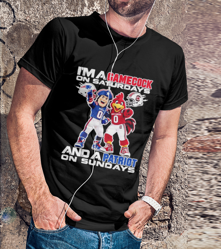 I'm A Gamecock On Saturdays And A Patriot On Sundays South Carolina Football Fan Mascots T-Shirt