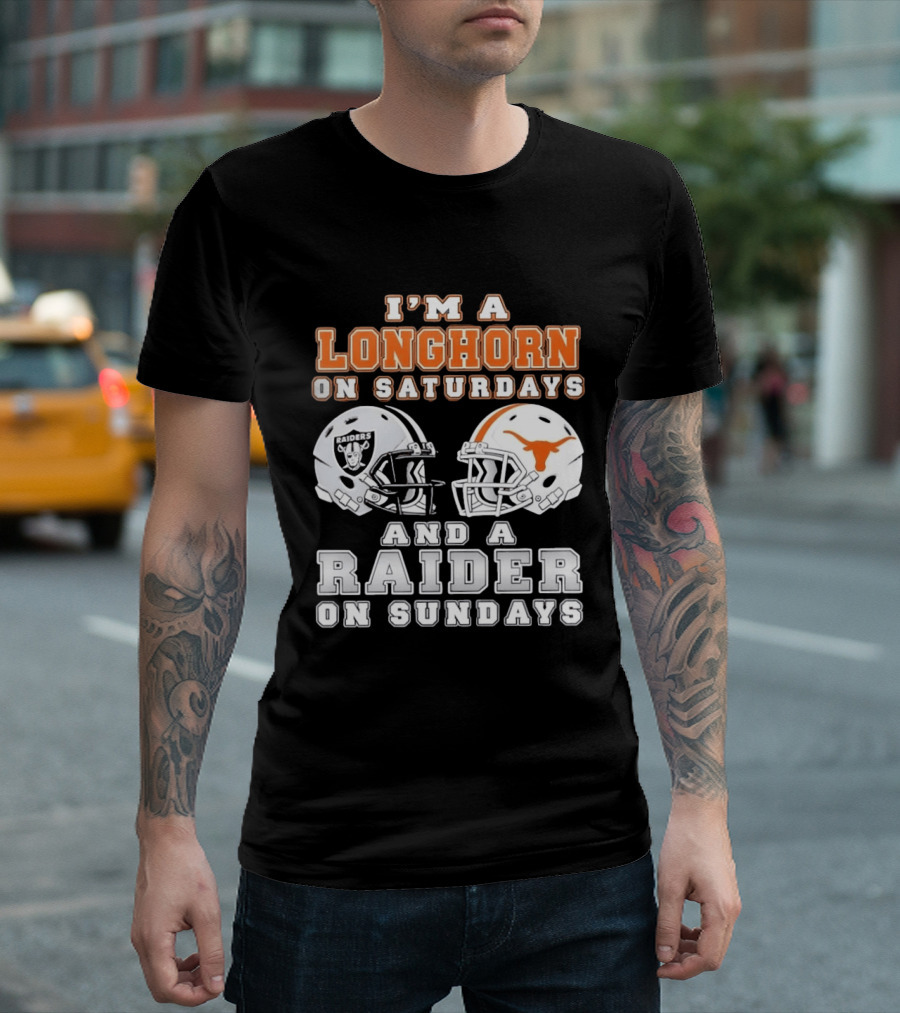 Longhorn On Saturdays Raider On Sundays Football Helmets T-Shirt
