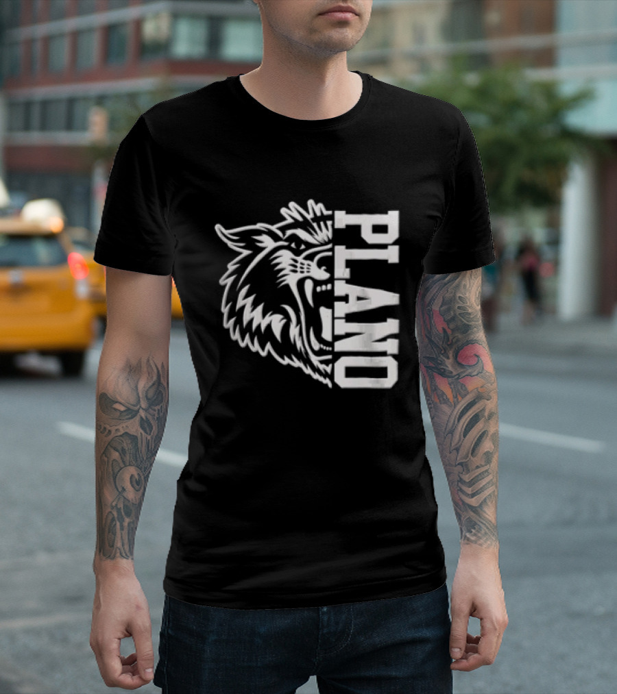 Plano Wildcats Split Face Team Spirit T-Shirt