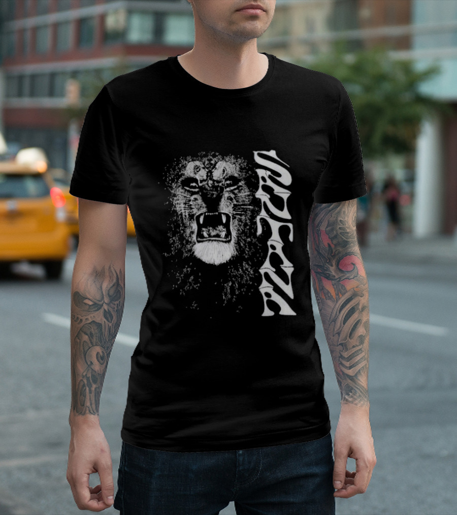 Santana Metallic Lion Roaring Face Psychedelic T-Shirt