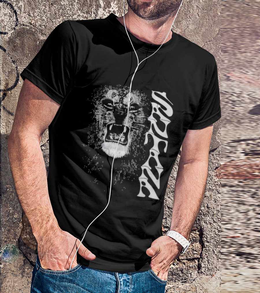 Santana Metallic Lion Roaring Face Psychedelic T-Shirt