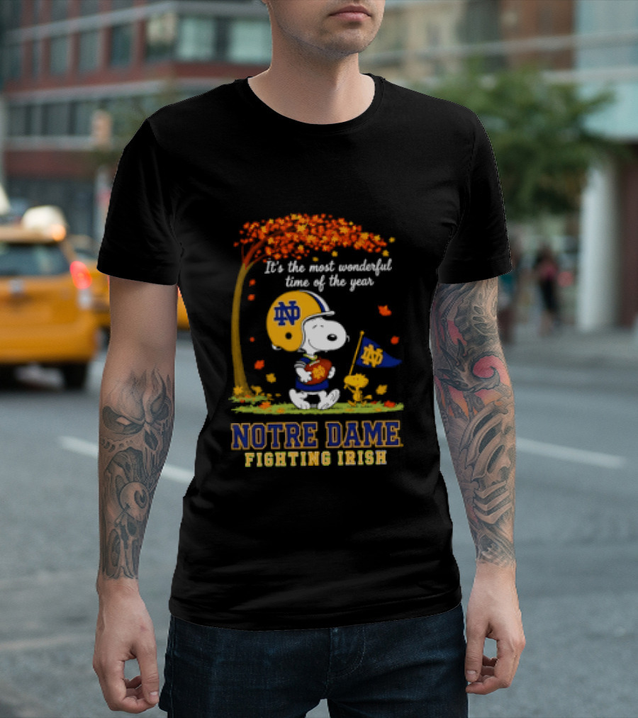 It's The Most Wonderful Time Snoopy Woodstock Notre Dame Fighting Irish T-Shirt