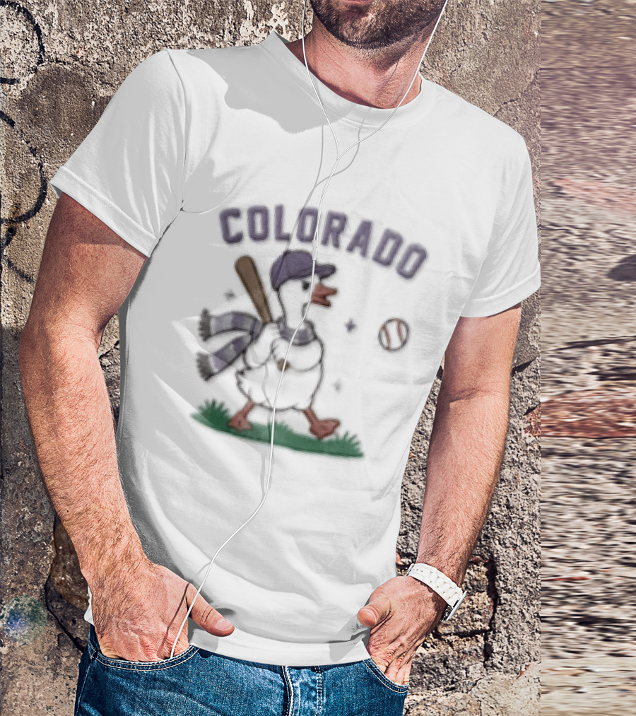 Colorado Goose Playing Baseball With Hat And Scarf T-Shirt