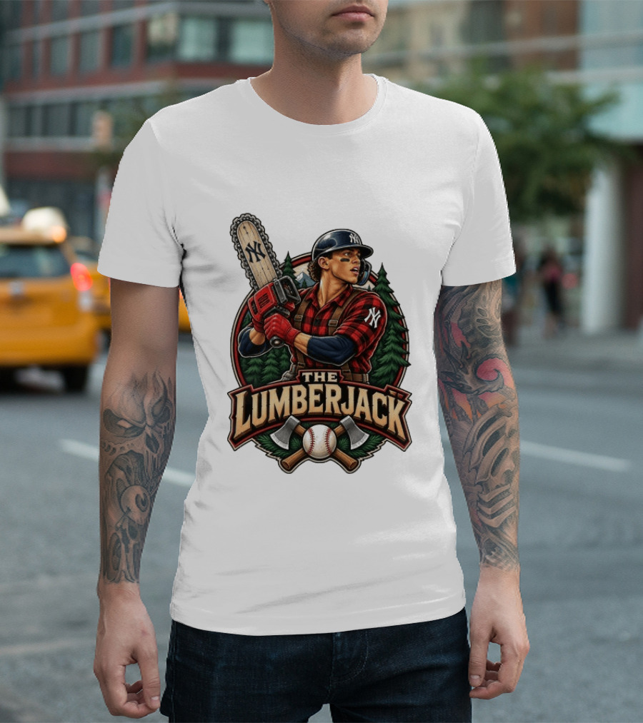 Giancarlo Stanton New York Yankees The Lumberjack Chainsaw Baseball Player T-Shirt