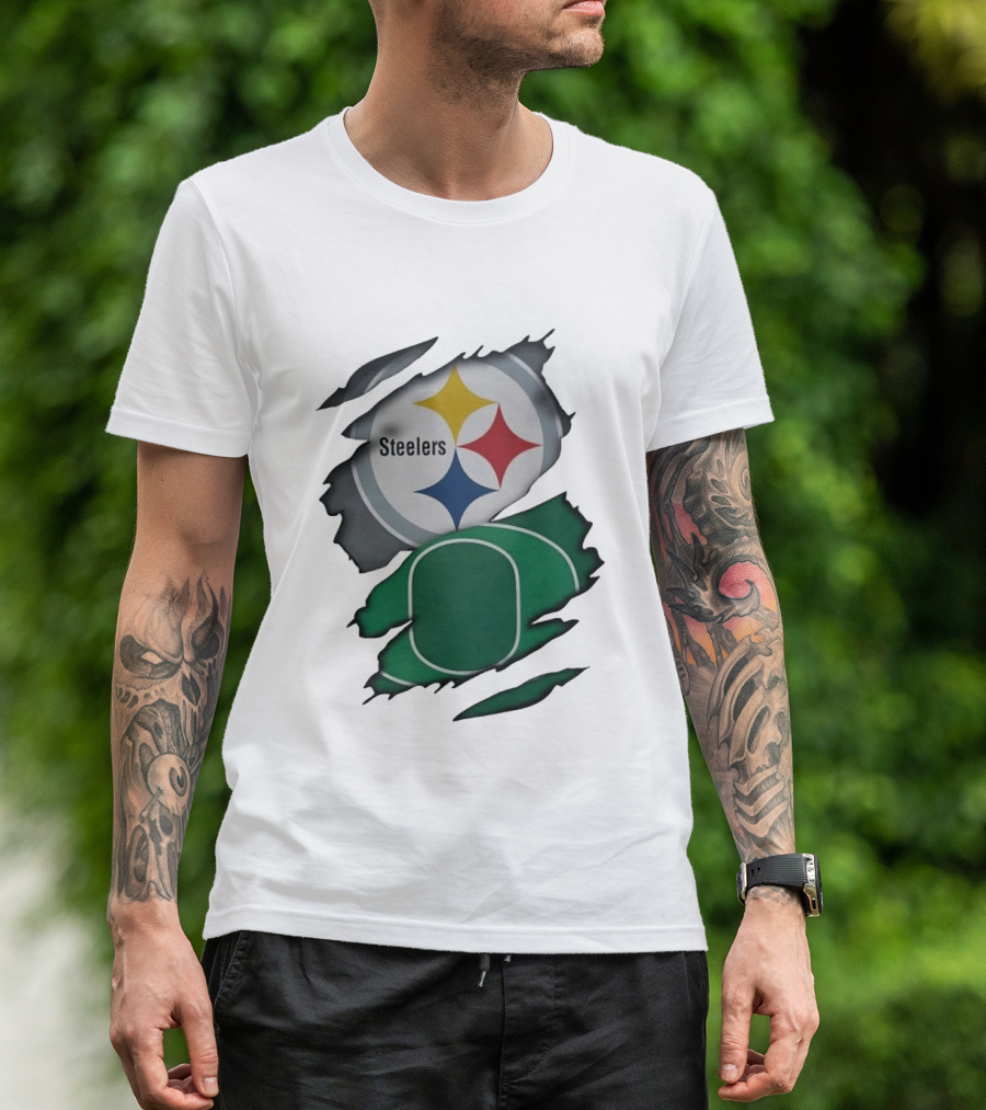 Steelers Oregon Ducks Ripped Skin Effect T-Shirt