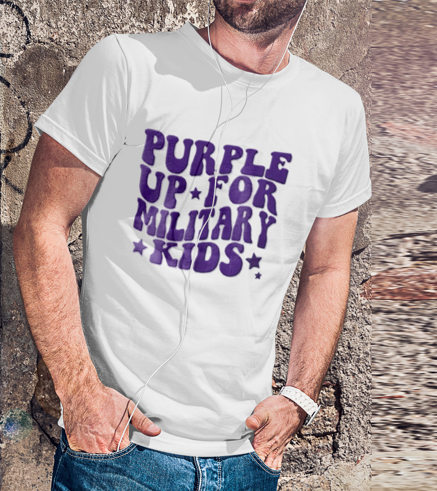 Purple Up For Military Kids Wavy Stars T-Shirt