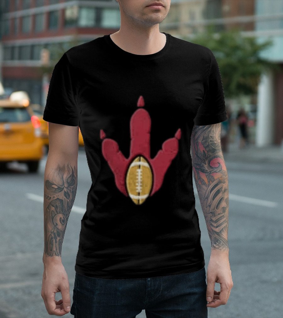 Arizona Cardinals Tyrannosaurus Rex Football Paw Print T-Shirt