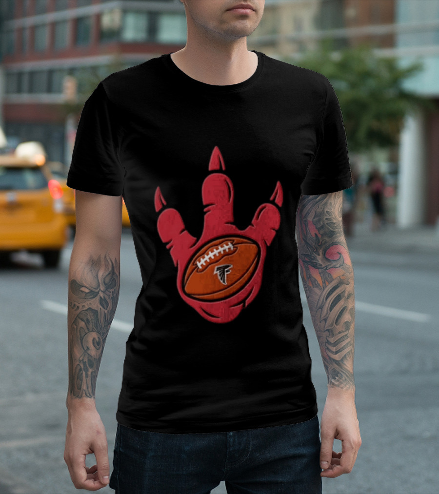 Atlanta Falcons Dinosaur Football Claw Mark With Logo Football T-Shirt