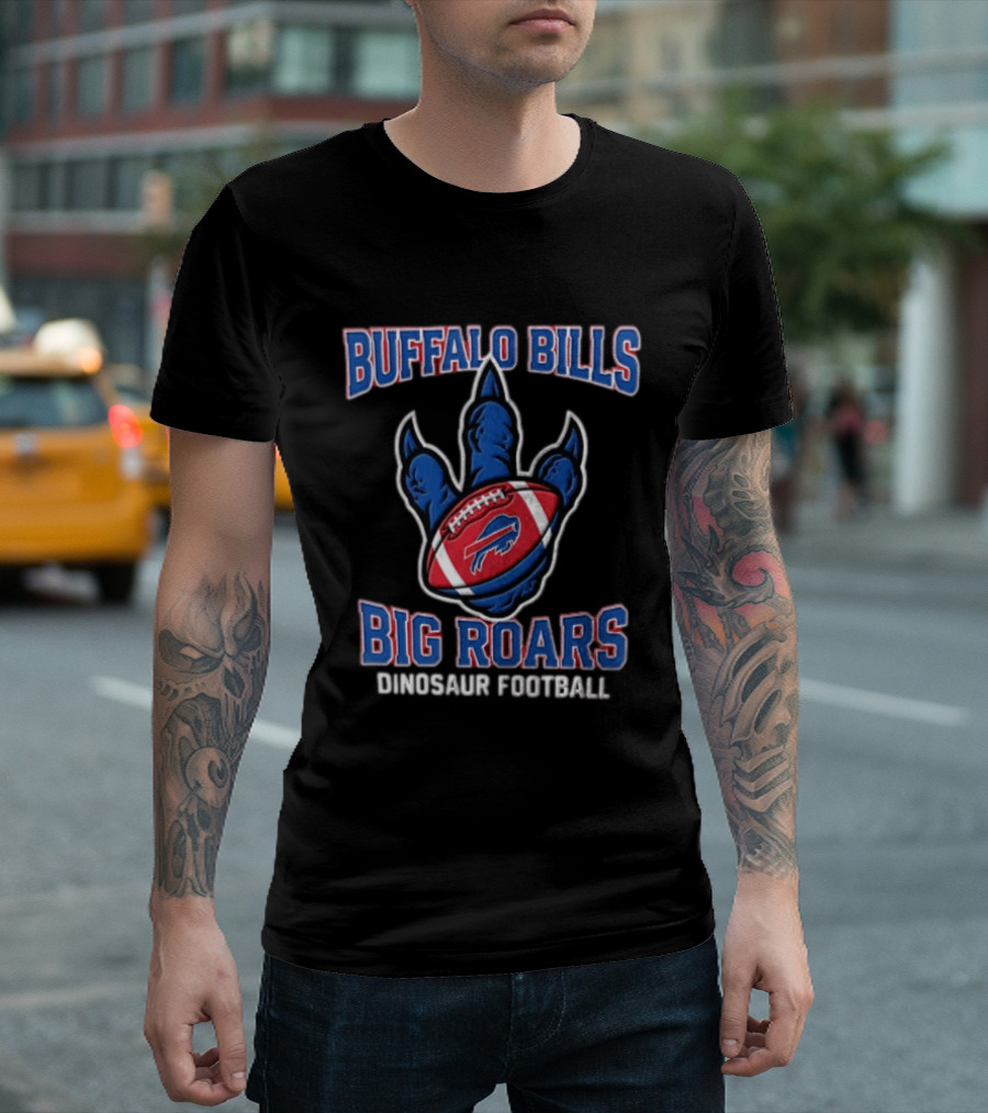 Buffalo Bills Dinosaur Football Big Roars Triceratops Football T-Shirt