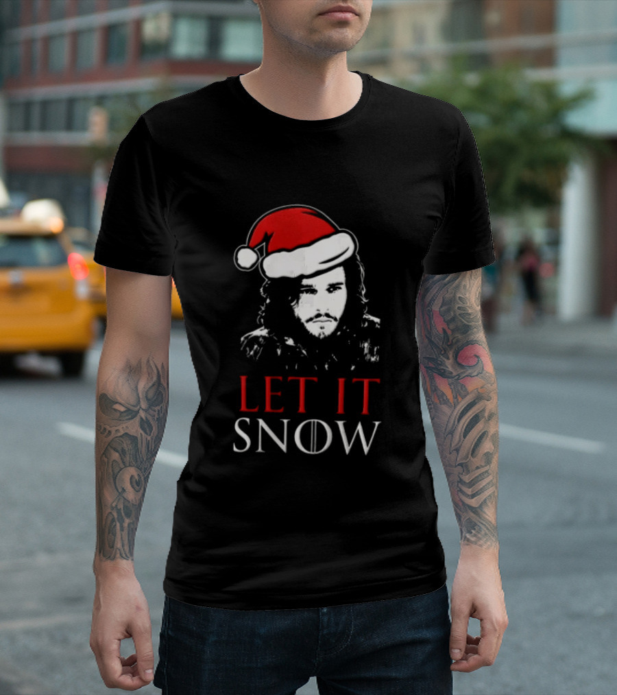 LET It Snow Christmas Jon Snow Game Of Thrones Santa Hat T-Shirt