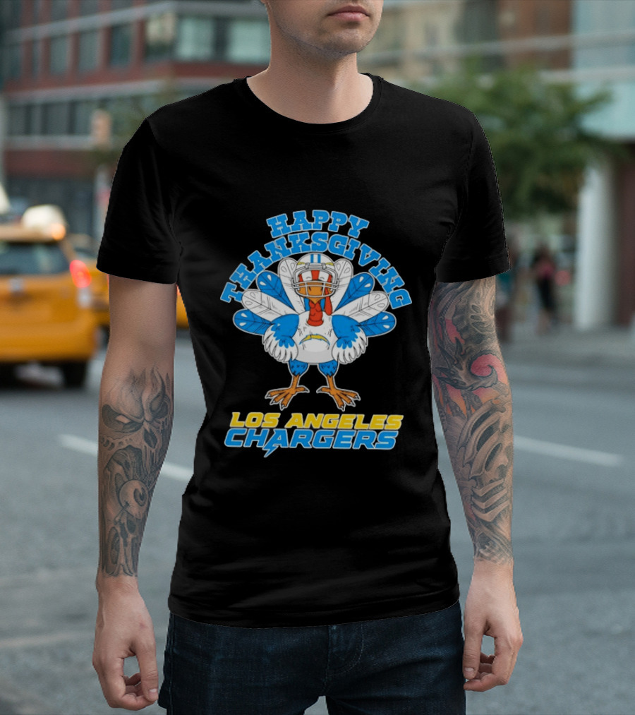 Happy Thanksgiving Los Angeles Chargers Turkey T-Shirt
