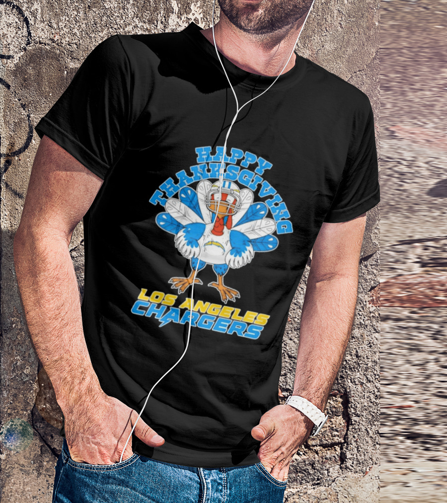 Happy Thanksgiving Los Angeles Chargers Turkey T-Shirt
