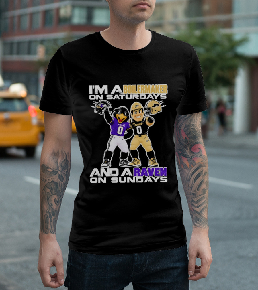 I'm A Boilermaker On Saturdays And A Raven On Sundays Purdue Ravens Football Mascots T-Shirt