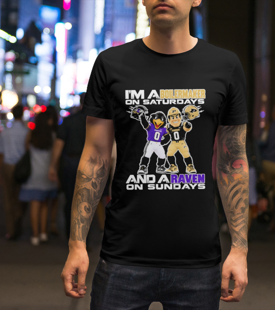 I'm A Boilermaker On Saturdays And A Raven On Sundays Purdue Ravens Football Mascots T-Shirt