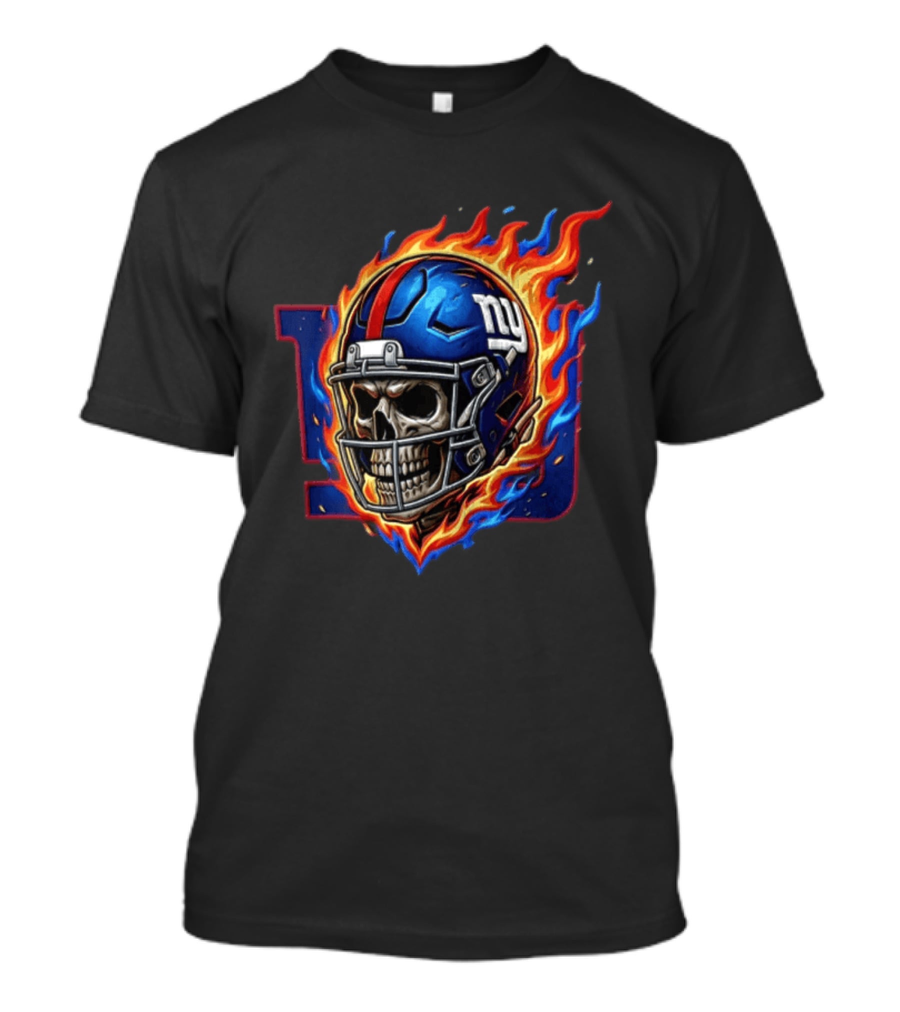 New York Giants Eli Manning Skeleton Flaming Helmet NFL T-Shirt
