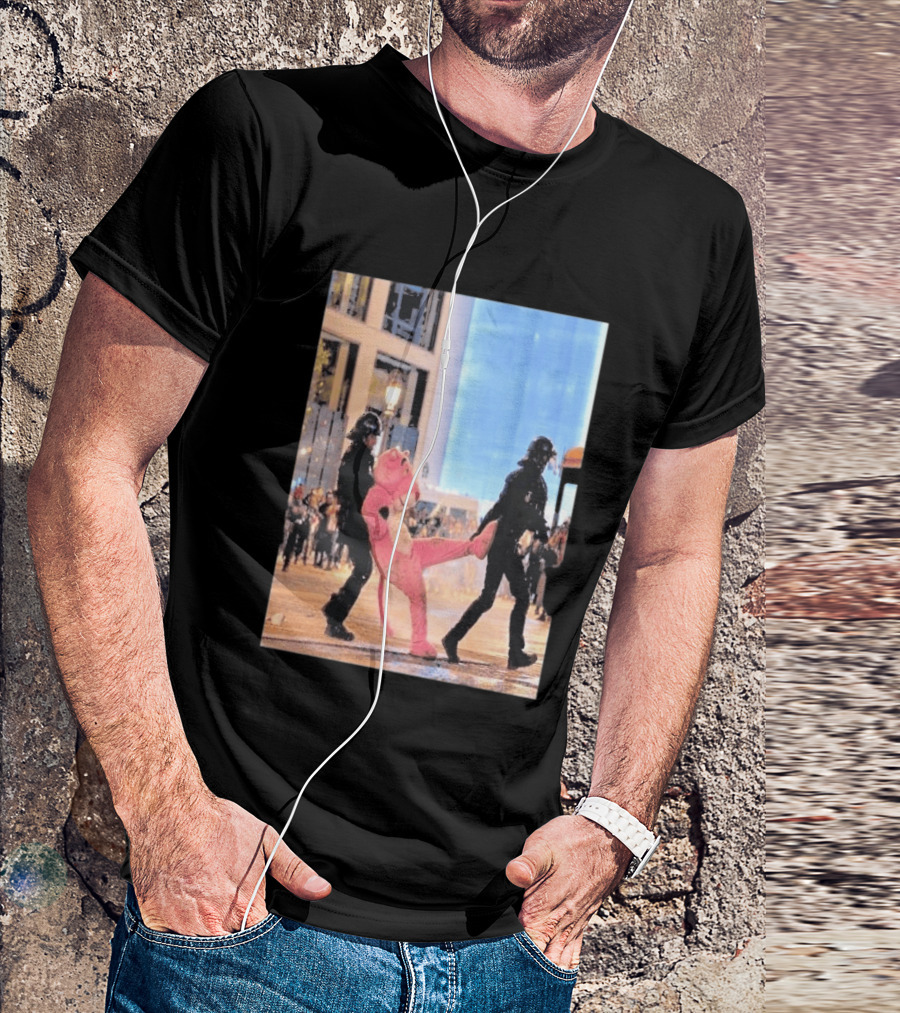 Original Pink Panther France Protests 2026 Police Mascot Arrest Scene T-Shirt