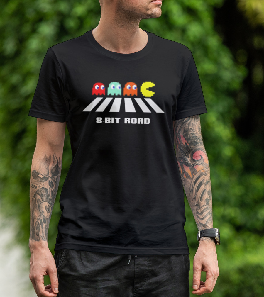 Pac Man Ghosts Abbey Road 8 Bit Retro Game T-Shirt