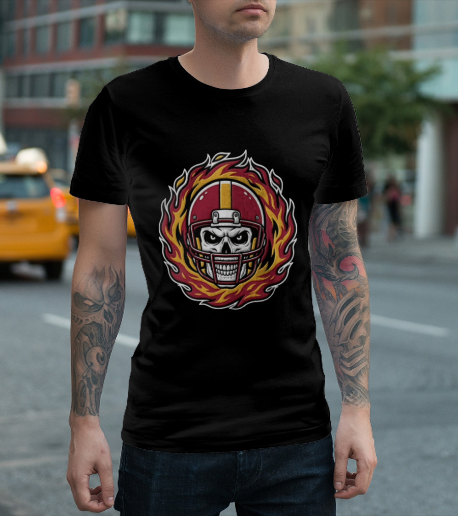 San Francisco 49ers Skull Flaming Football Helmet Stadium T-Shirt