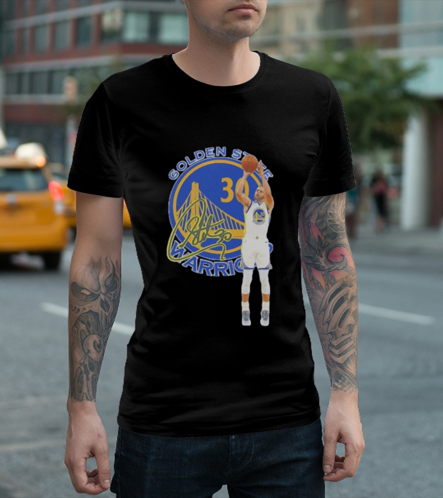 Golden State Warriors Steph Curry 30 Basketball Signature T-Shirt