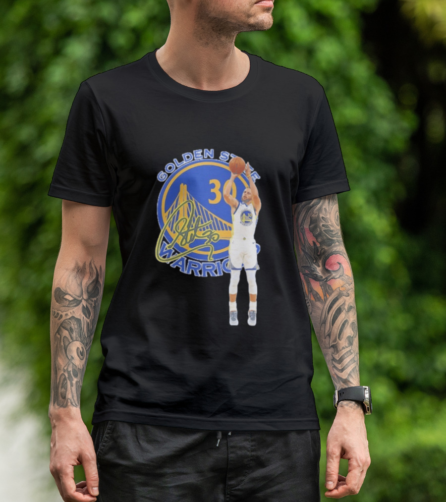 Golden State Warriors Steph Curry 30 Basketball Signature T-Shirt