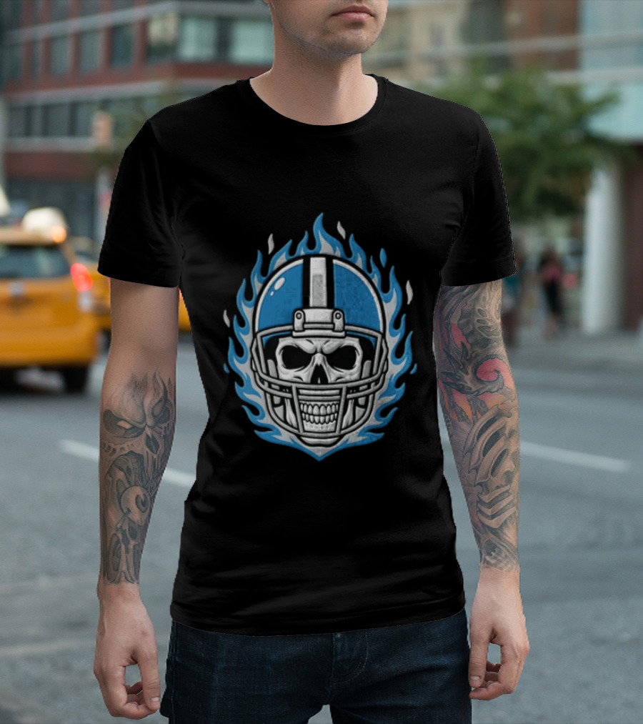 Tennessee Titans Skeleton Football Player Flames Helmet T-Shirt