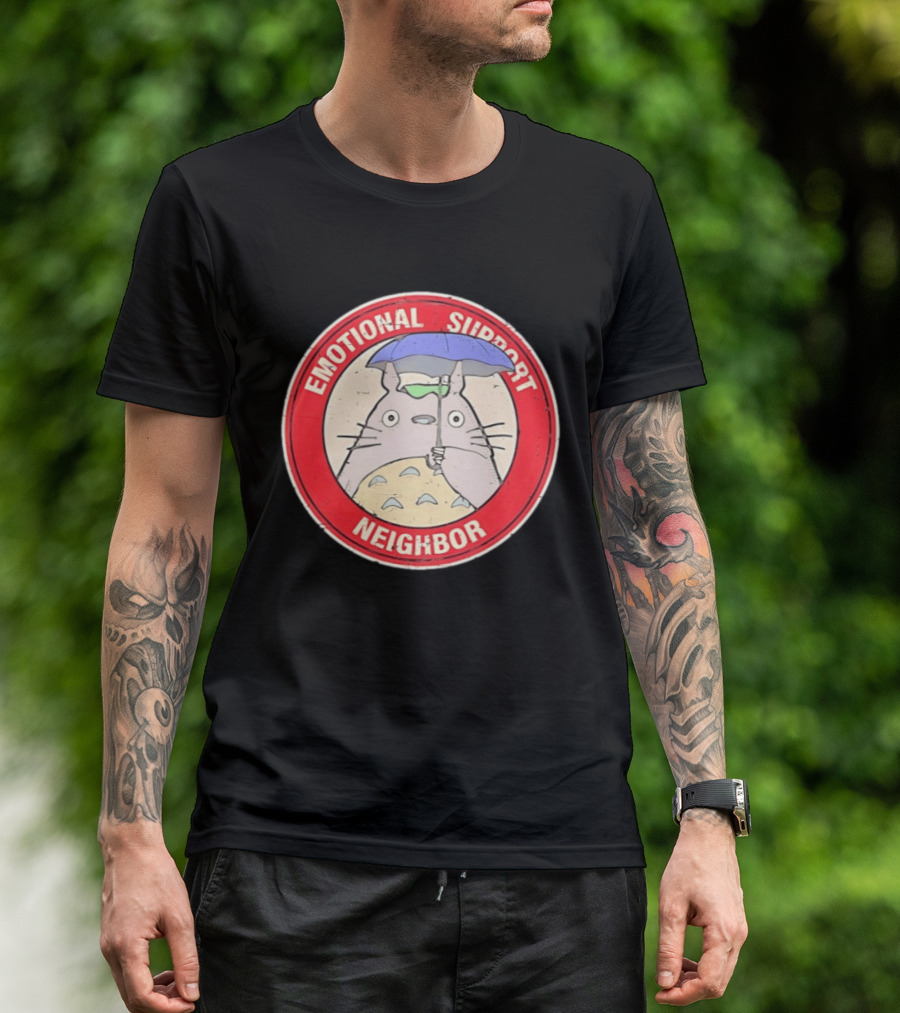 Emotional Support Neighbor Totoro Umbrella Circle T-Shirt