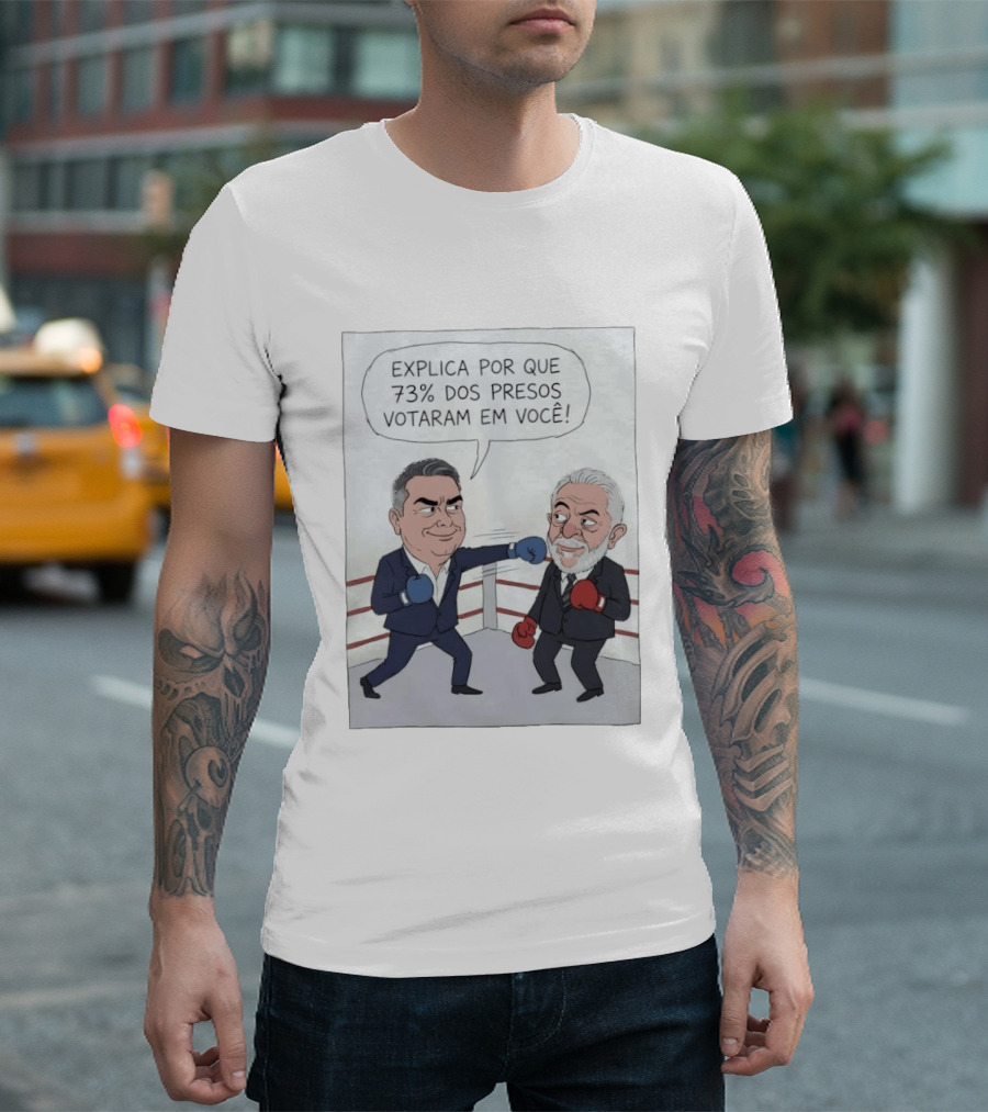 Jair Bolsonaro Lula Boxing Cartoon Explica Por Que 73% Dos Presos Votaram Em Você T-Shirt