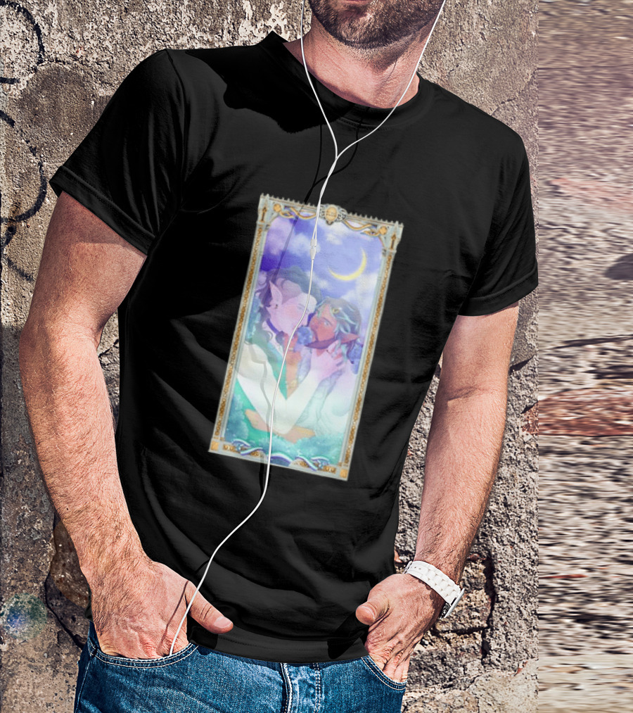 Fantasy Elf Couple 2026 Pride Moon Constellation Floral Romance T-Shirt