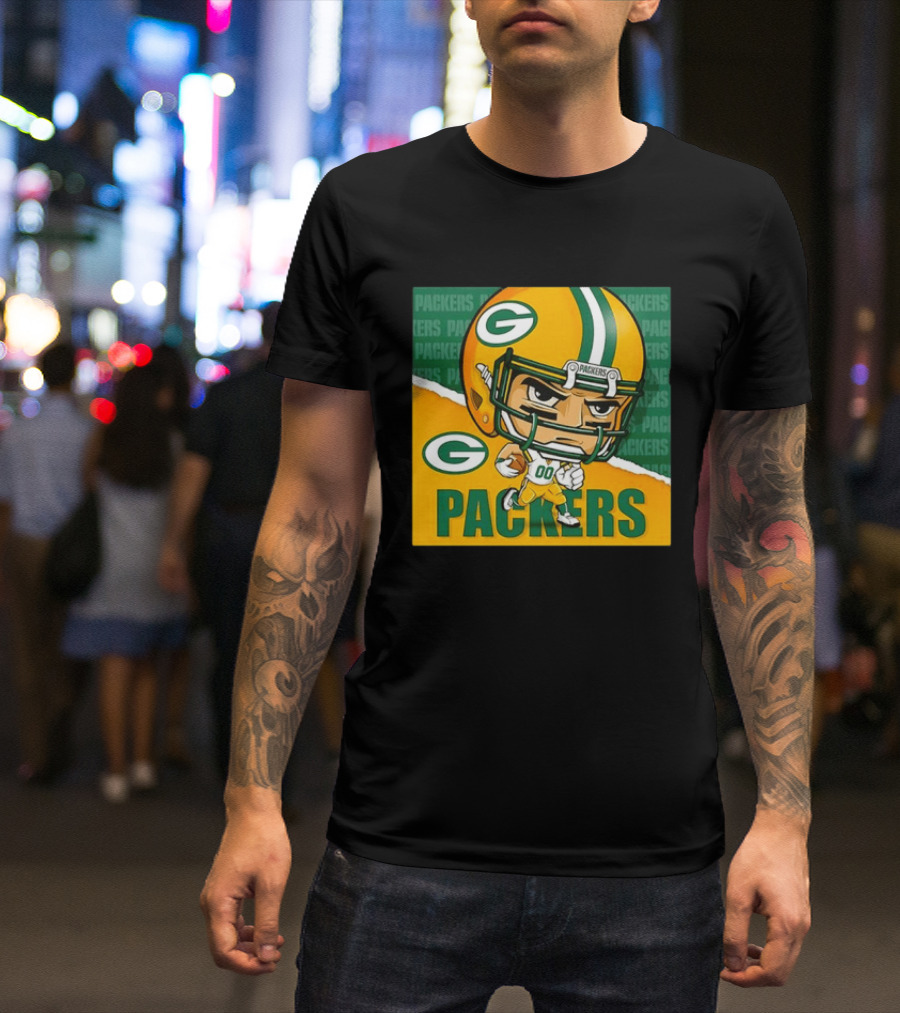 Green Bay Packers Chibi Player Helmet Packers T-Shirt