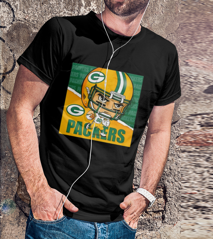 Green Bay Packers Chibi Player Helmet Packers T-Shirt
