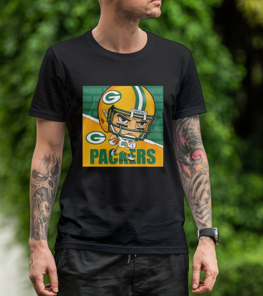 Green Bay Packers Chibi Player Helmet Packers T-Shirt