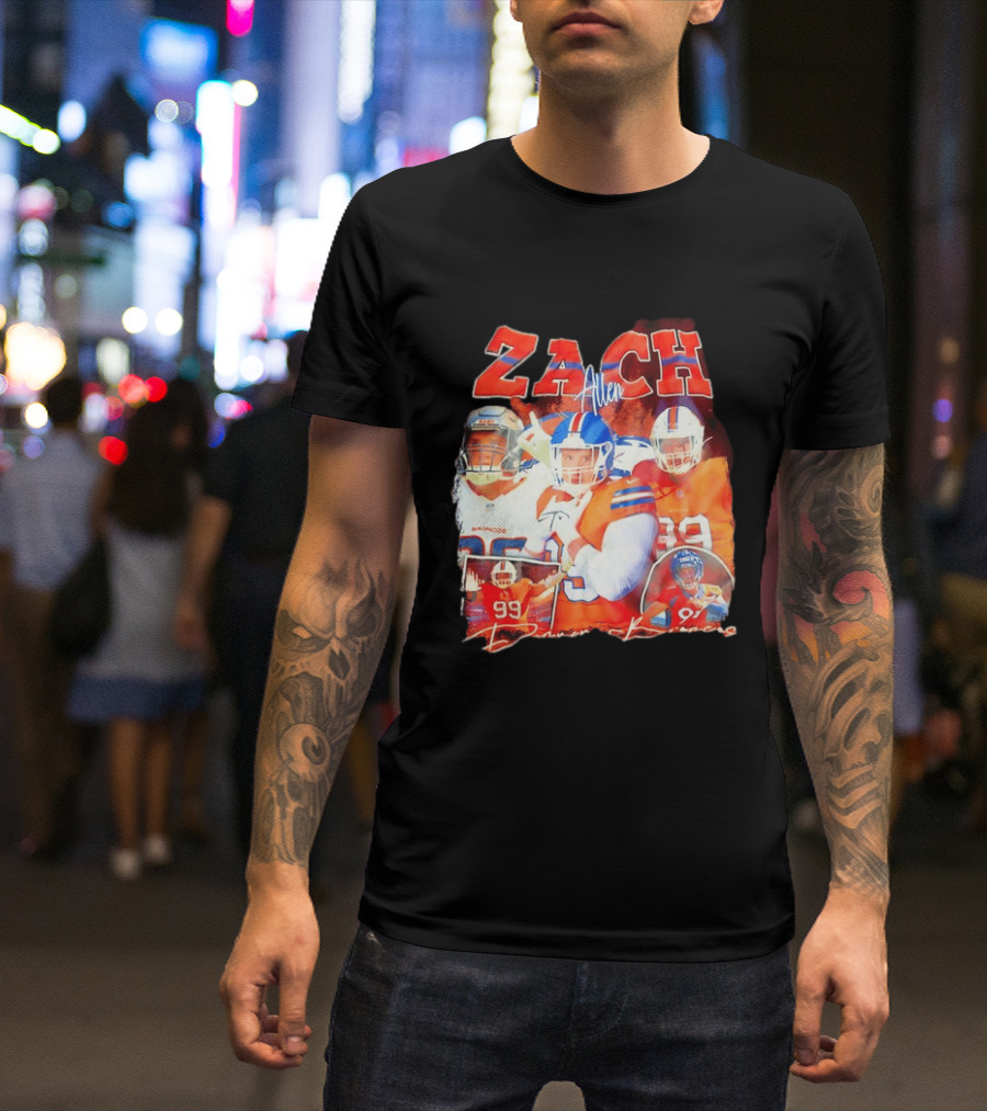 Zach Allen 99 Denver Broncos Football Player Collage T-Shirt