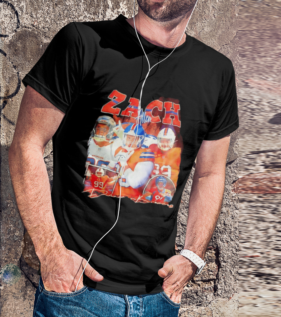 Zach Allen 99 Denver Broncos Football Player Collage T-Shirt
