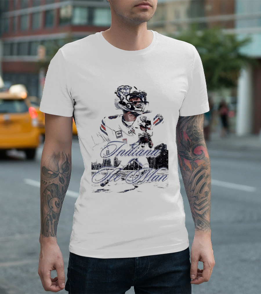 Caleb Williams Chicago Bears Indiana The Man Football Skyline T-Shirt