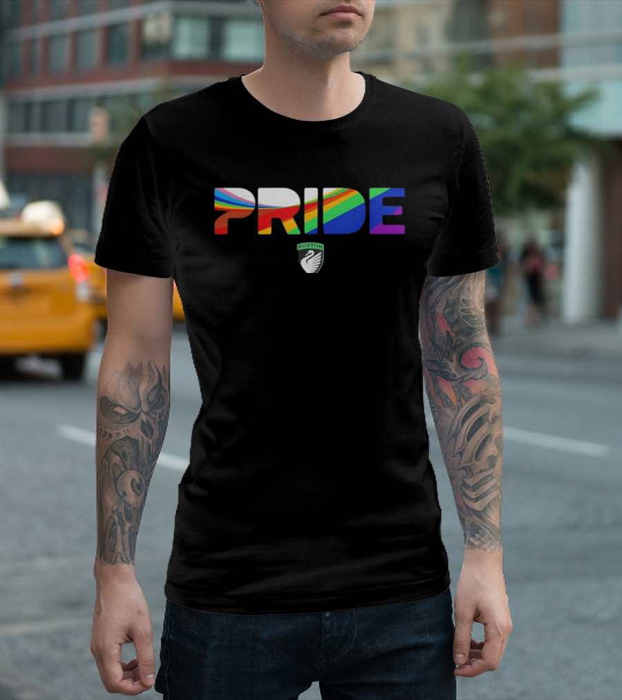 Boston Legacy FC Pride Rainbow Stripes 2026 Swan T-Shirt