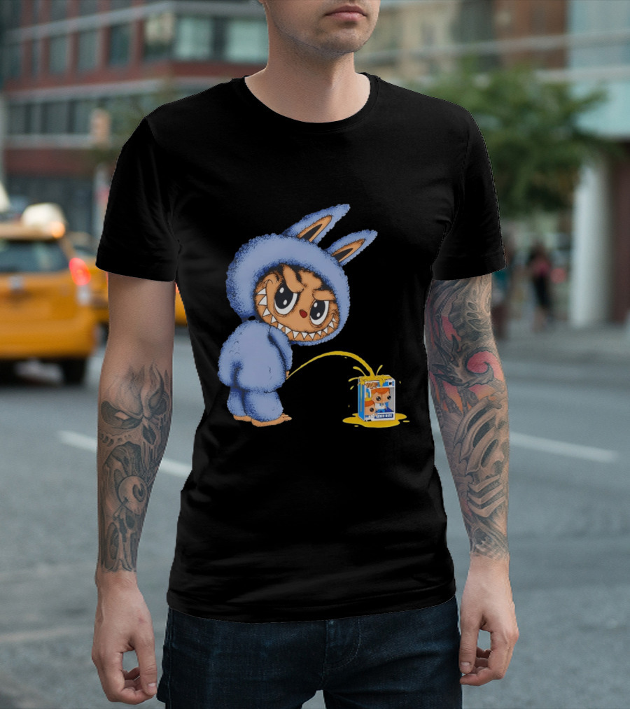 Labubu Peeing On Pop Figures Juice Box Fun Concept T-Shirt