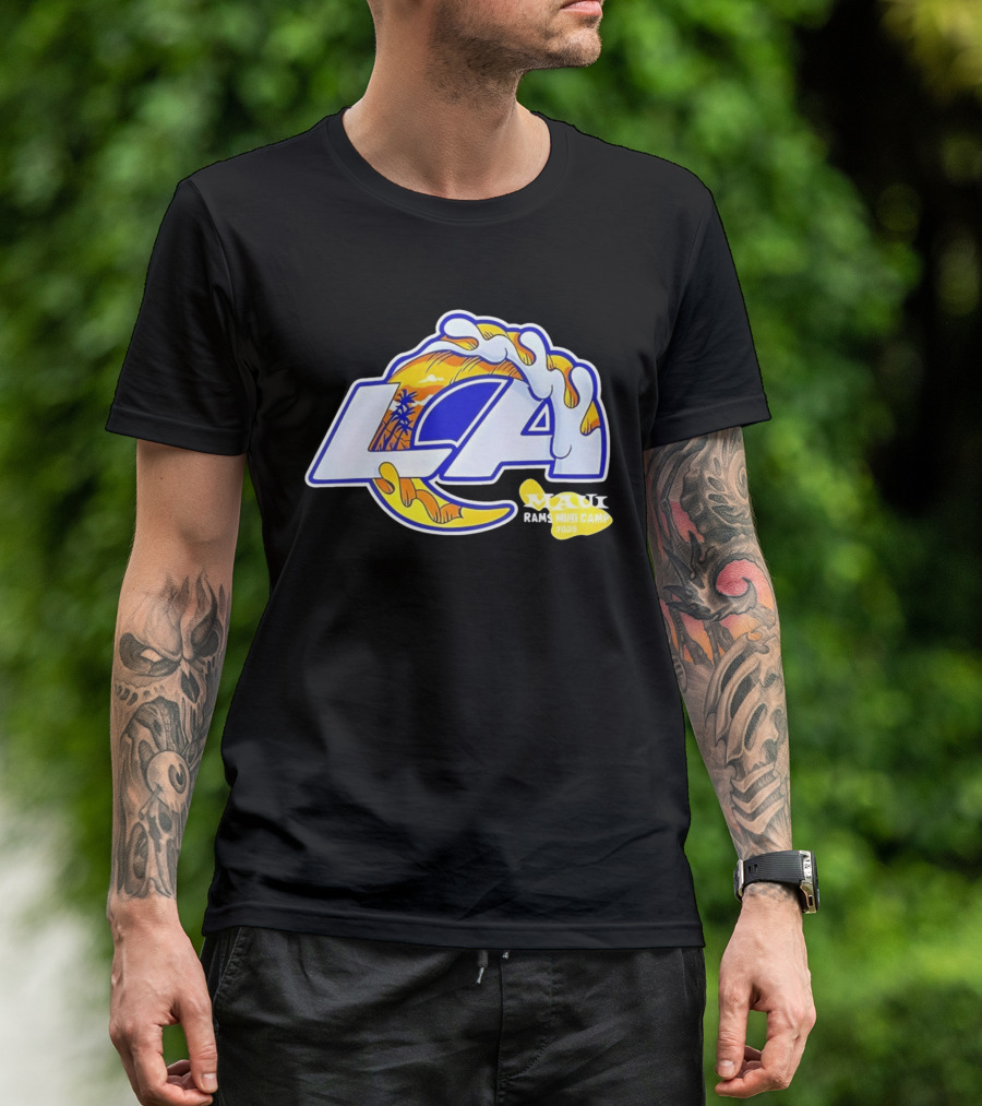 Los Angeles Rams Maui 2026 Minicamp Wave Logo Palm Trees Sun Island T-Shirt
