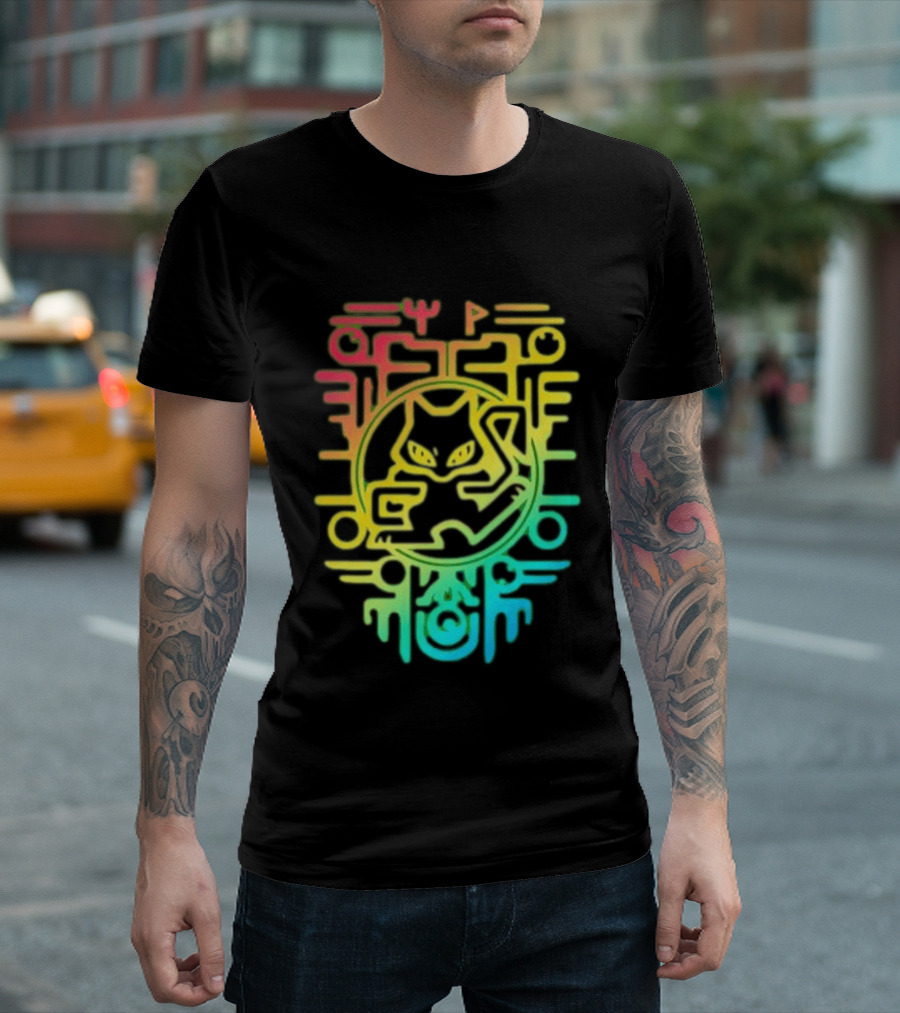 Og Ancient Mew And Mewtwo Pokemon Holographic Hieroglyphic T-Shirt
