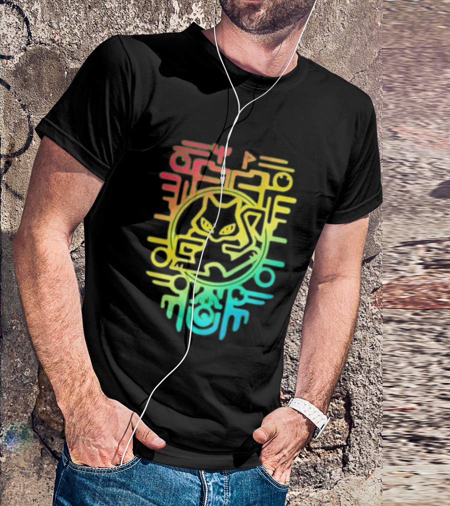 Og Ancient Mew And Mewtwo Pokemon Holographic Hieroglyphic T-Shirt