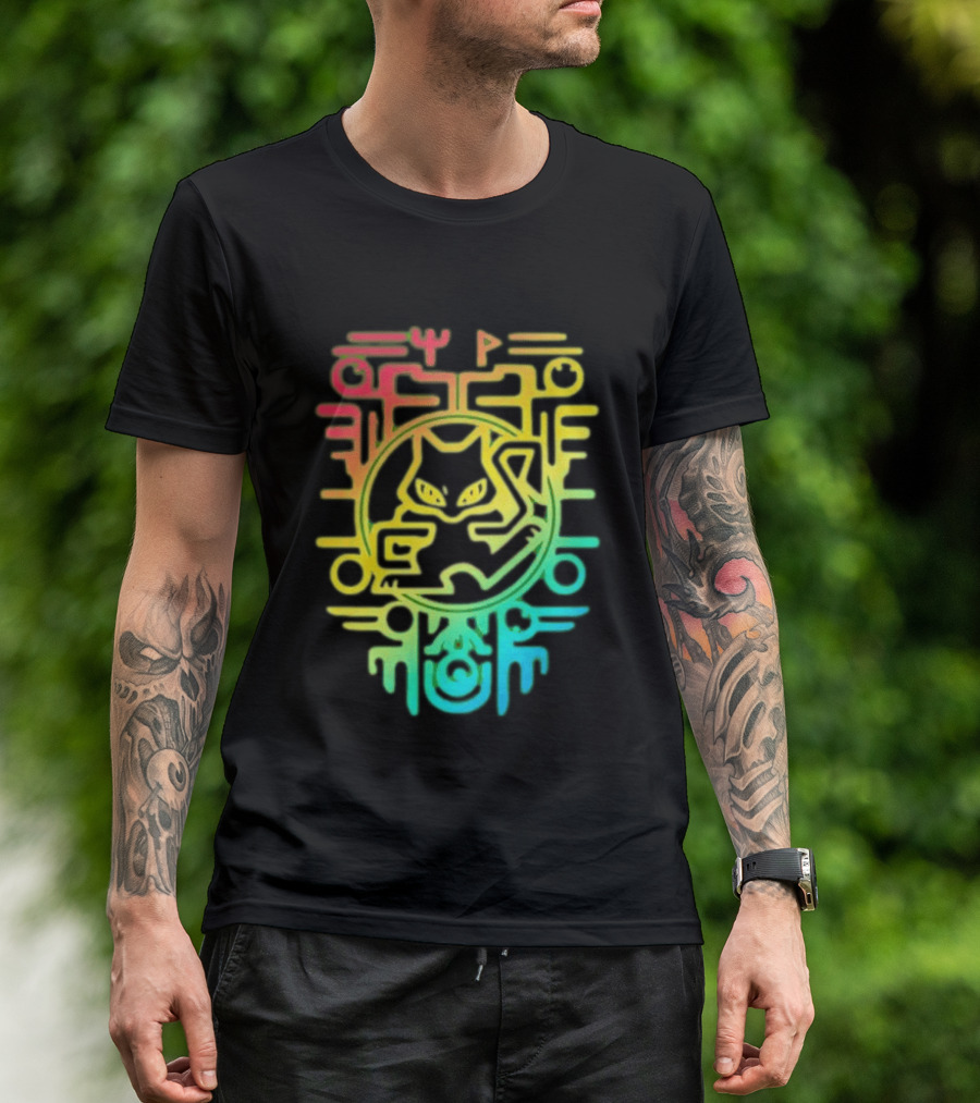 Og Ancient Mew And Mewtwo Pokemon Holographic Hieroglyphic T-Shirt