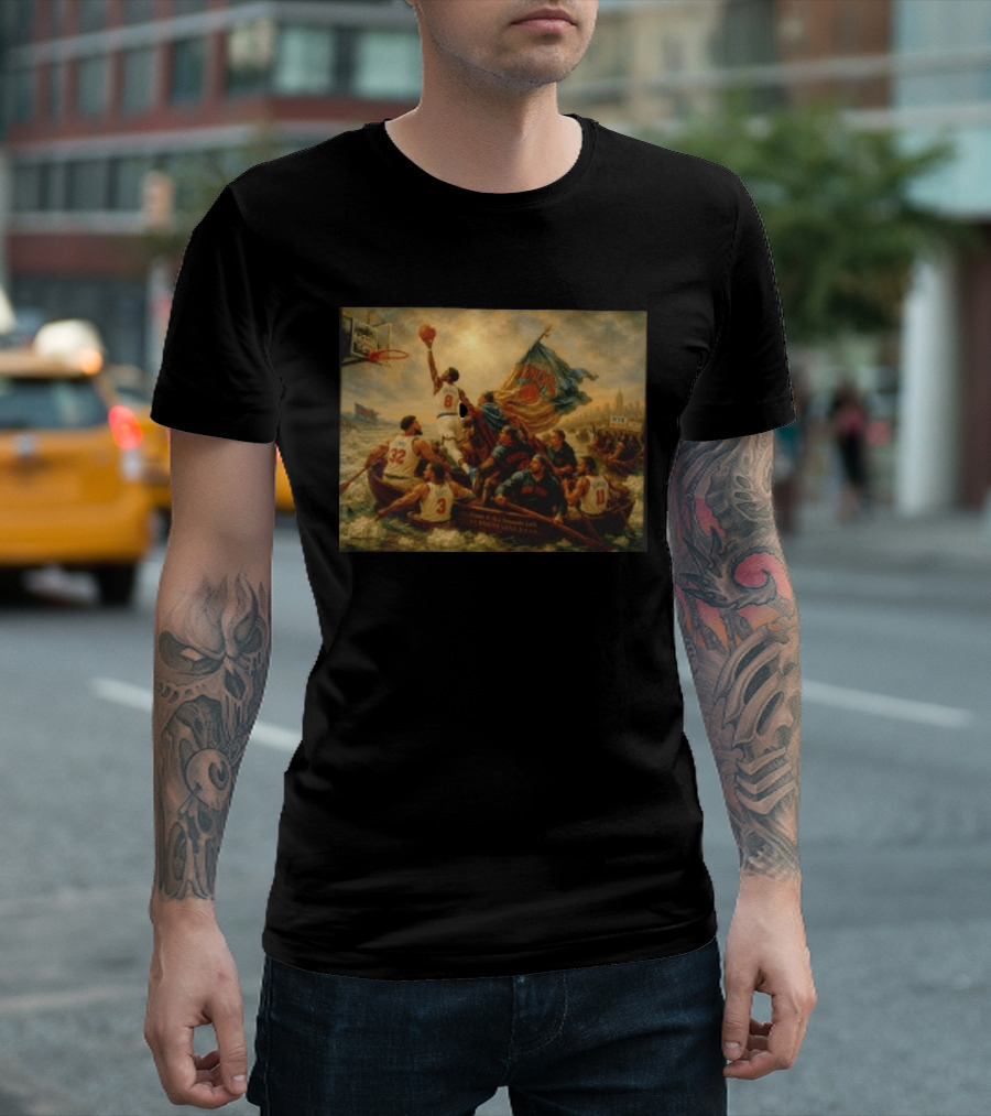 OG Anunoby Karl Anthony Towns Josh Hart Jalen Brunson New York Knicks 2026 NBA Renaissance Hoops Masterpiece T-Shirt