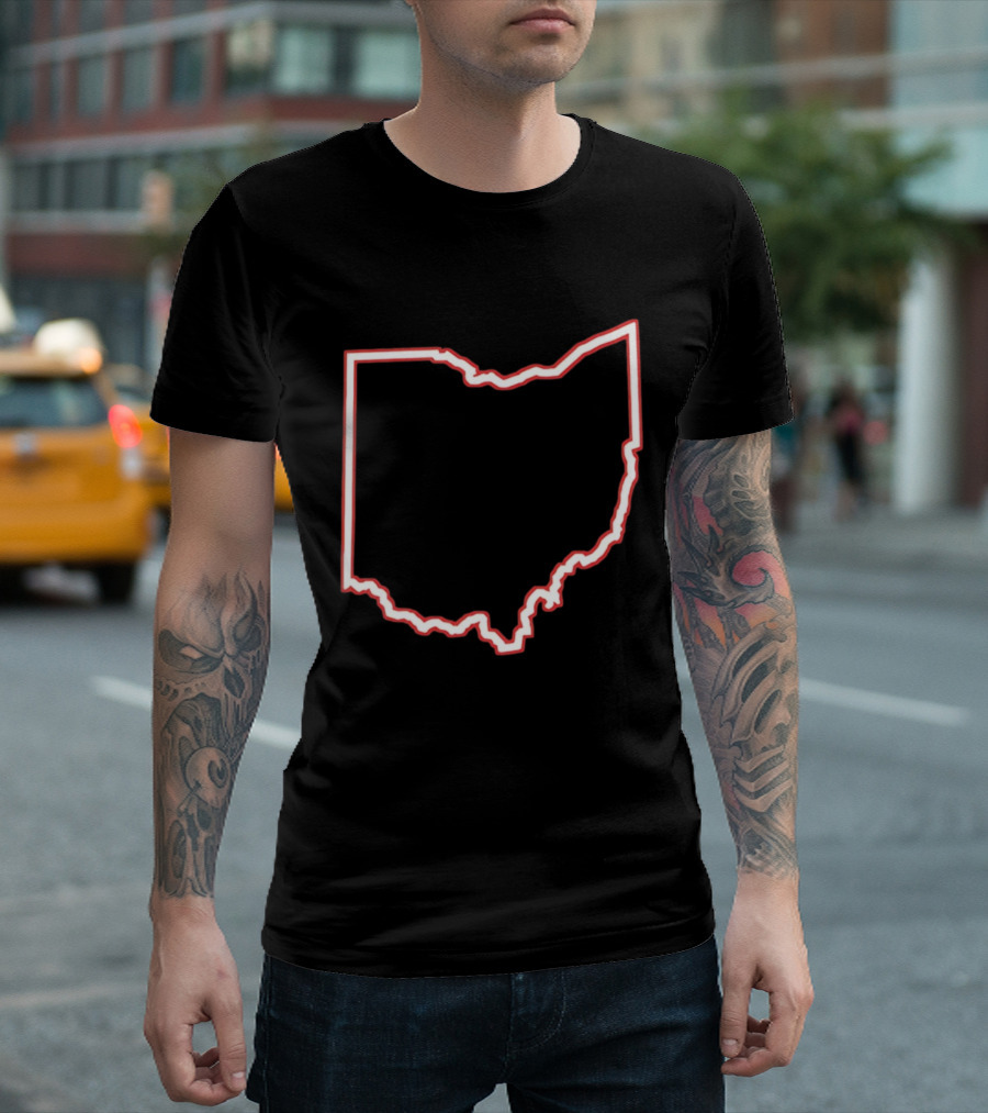 Ohio Outline Simple State Map Red T-Shirt