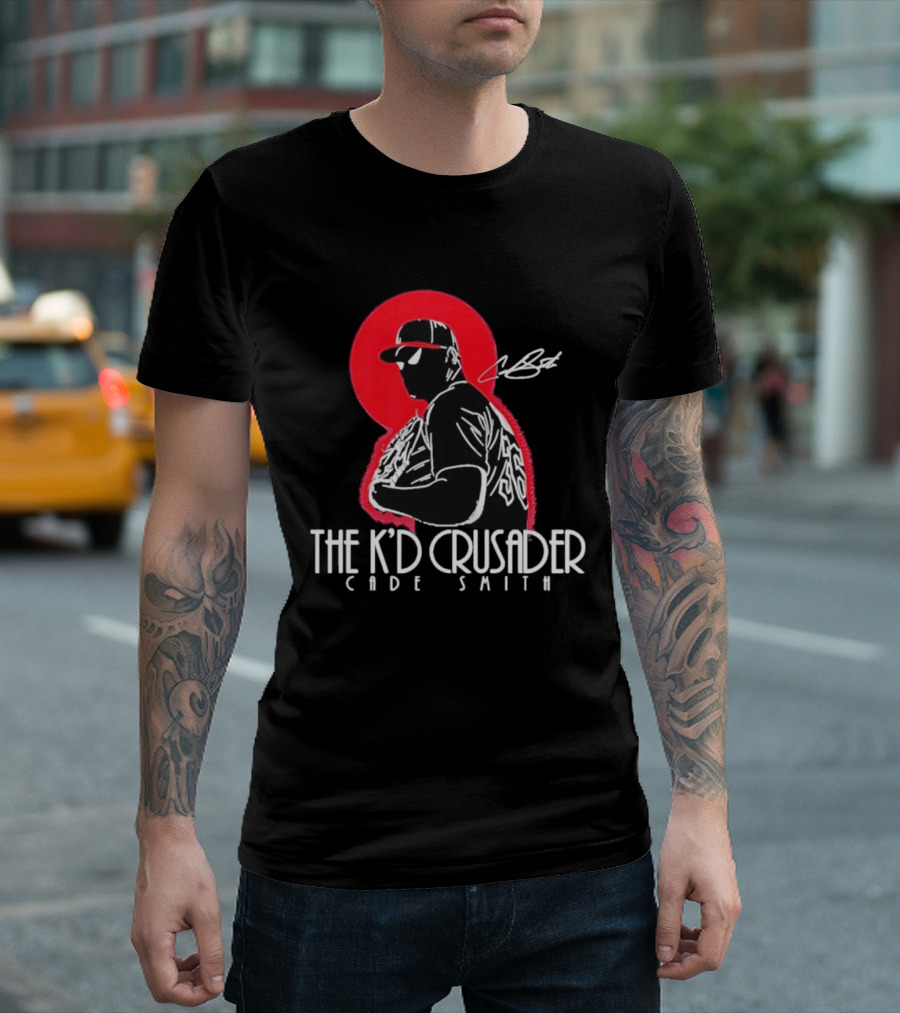 The K'D Crusader Cade Smith Baseball Player Silhouette Red T-Shirt