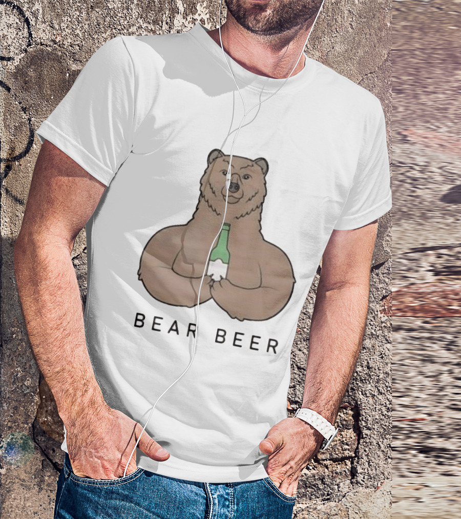 Bear Beer Meme Bottle Holding Bear T-Shirt