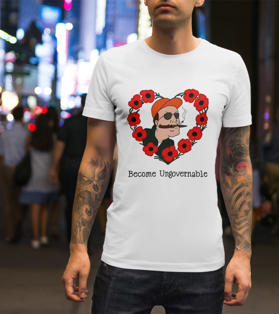Become Ungovernable Dale Gribble King Of The Hill Red Flower Heart T-Shirt