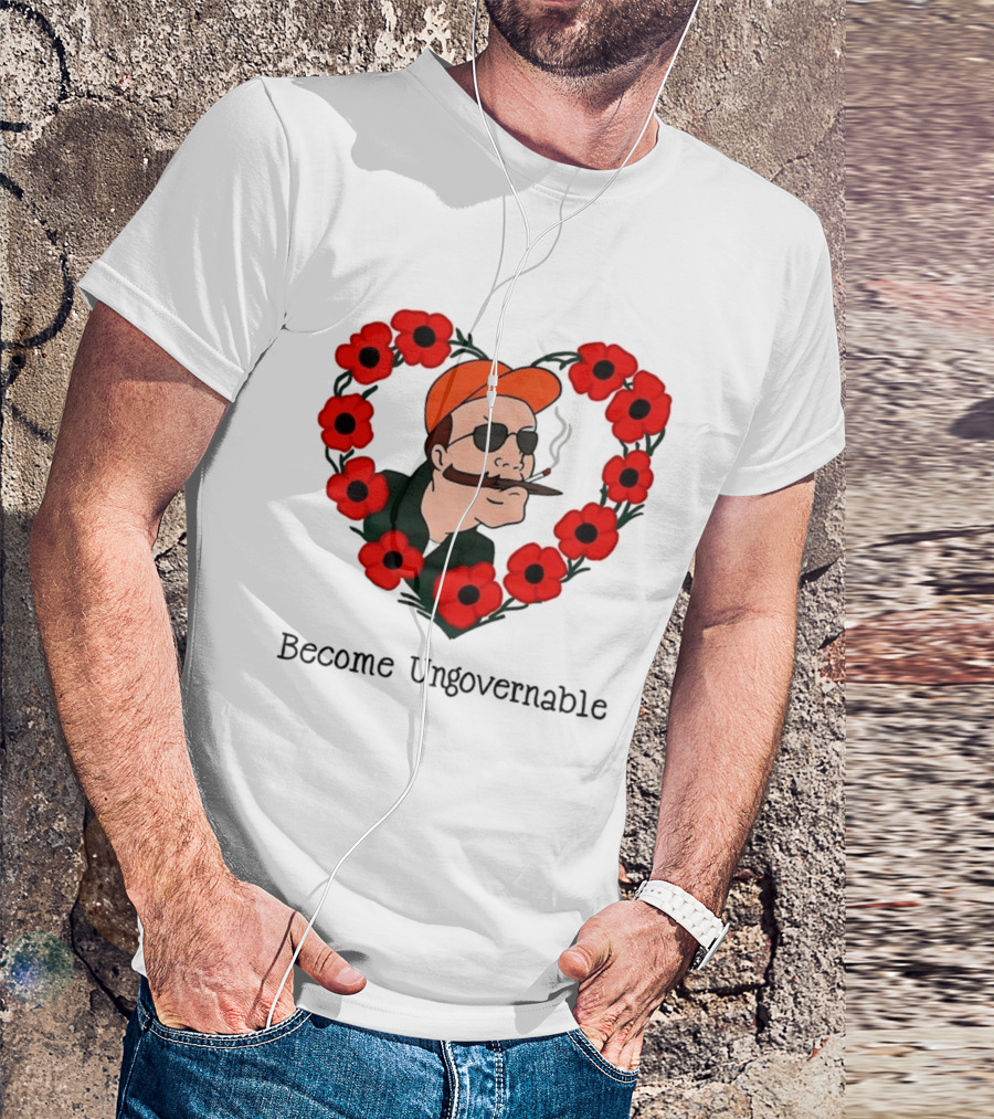 Become Ungovernable Dale Gribble King Of The Hill Red Flower Heart T-Shirt