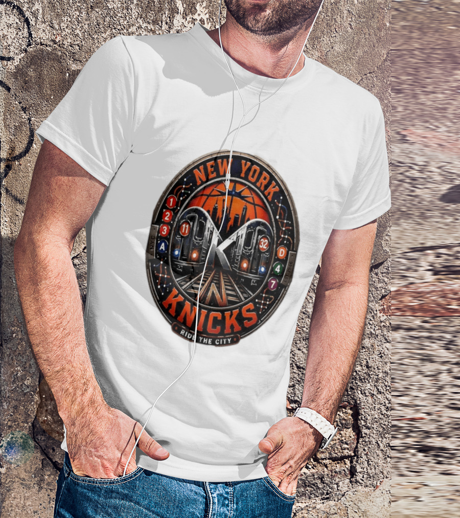 New York Knicks Ride The City Subway Basketball Skyline T-Shirt