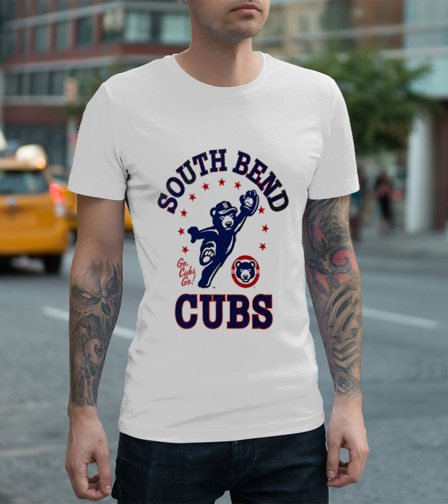 South Bend Cubs Mascot With Stars And Bear T-Shirt