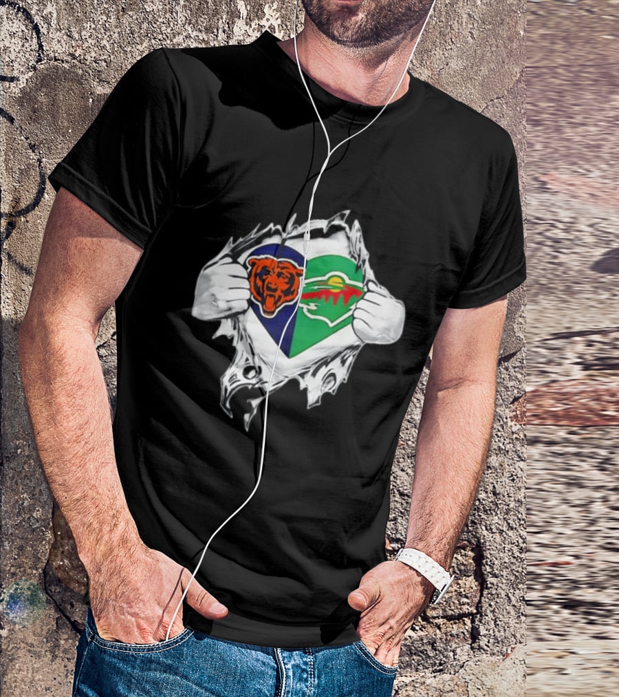 Bears Wild Heart Ripping Open Dual Fans T-Shirt