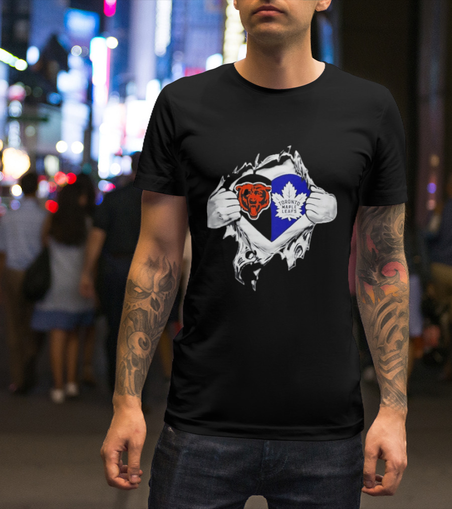 Bears Toronto Maple Leafs Heart Ripping Open Concept T-Shirt